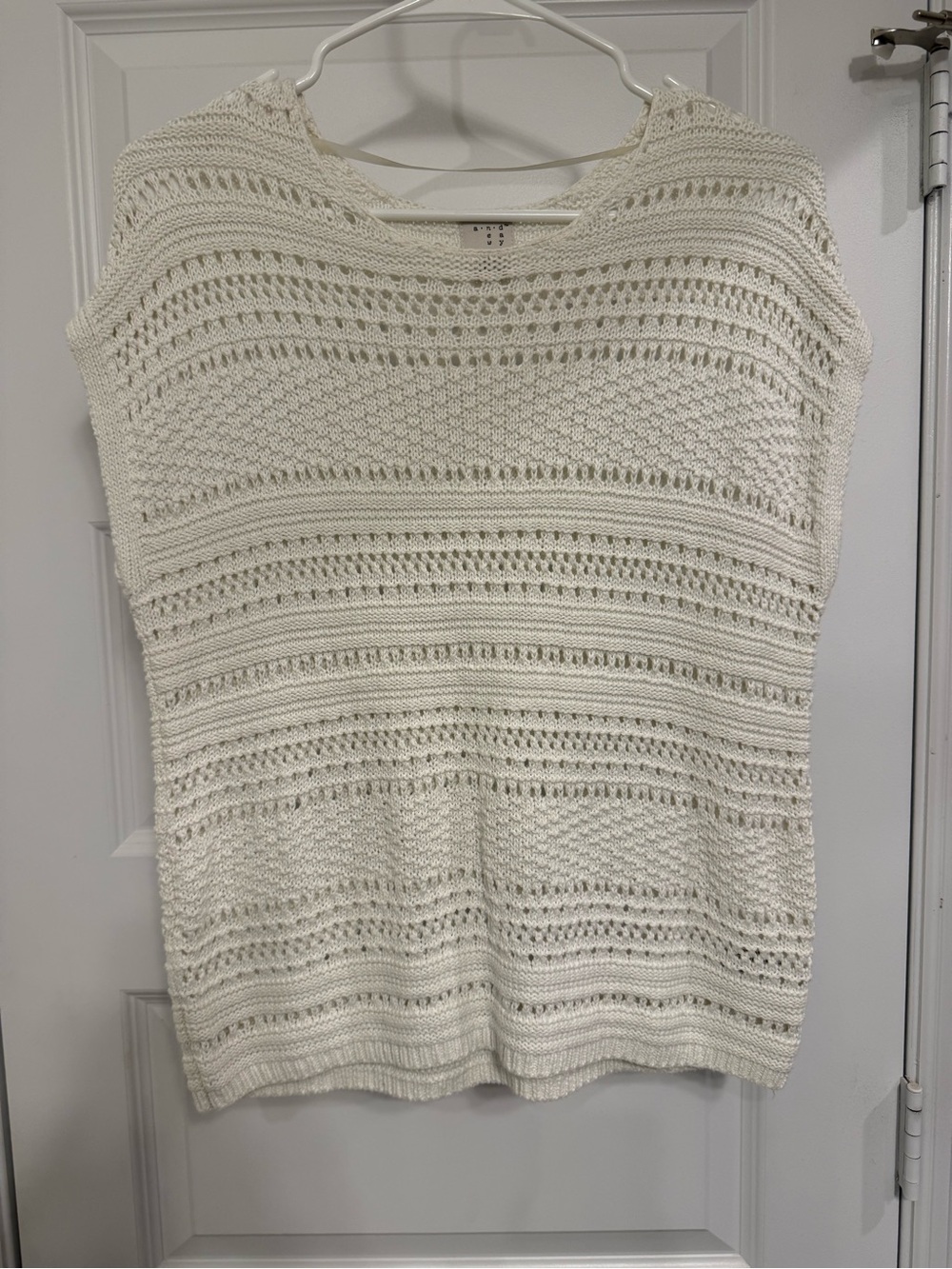 a new day Cream Open Knit Sleeveless Pullover